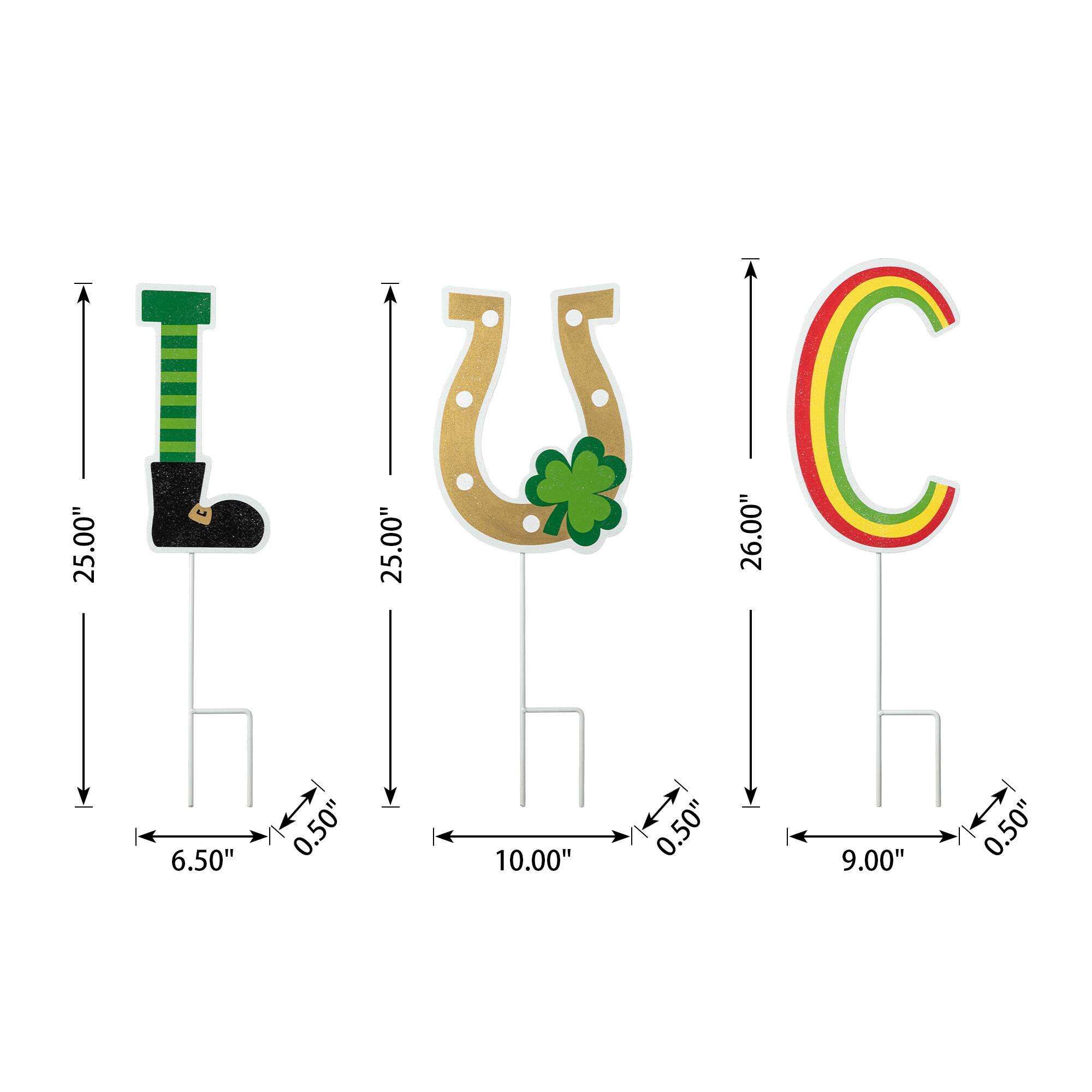 Glitzhome® Set of 5 St. Patrick's Metal "Lucky" Yard Stake